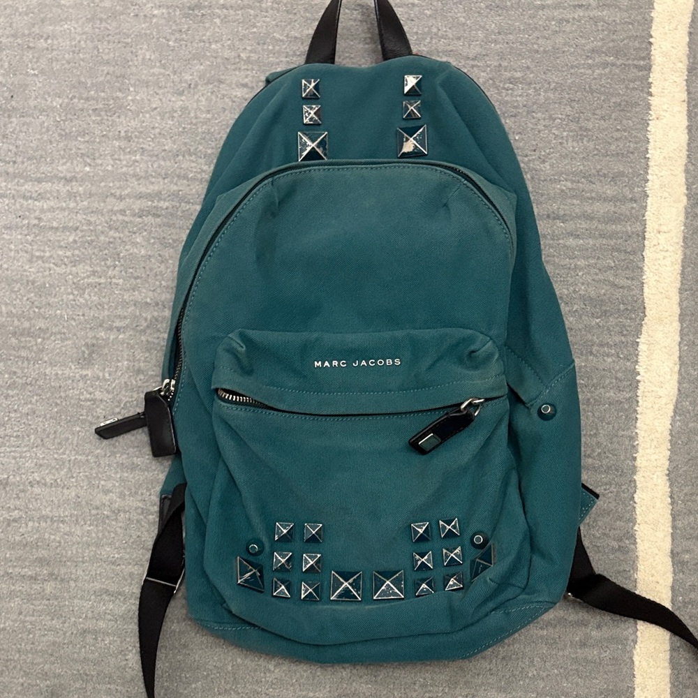 Marc Jacobs Teal Backpack with Silver Studs